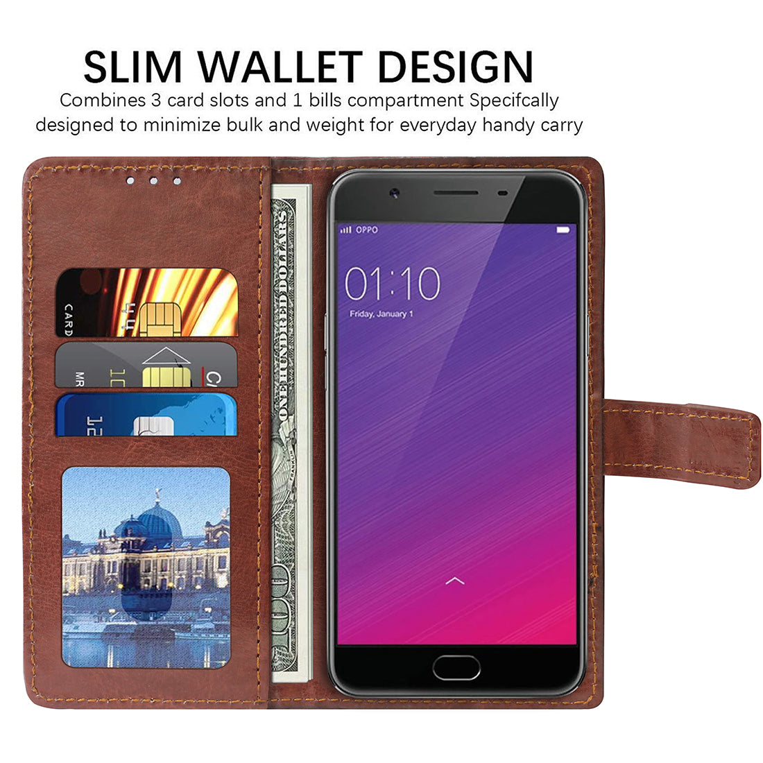 Premium Wallet Flip Cover for Oppo F1S 4G