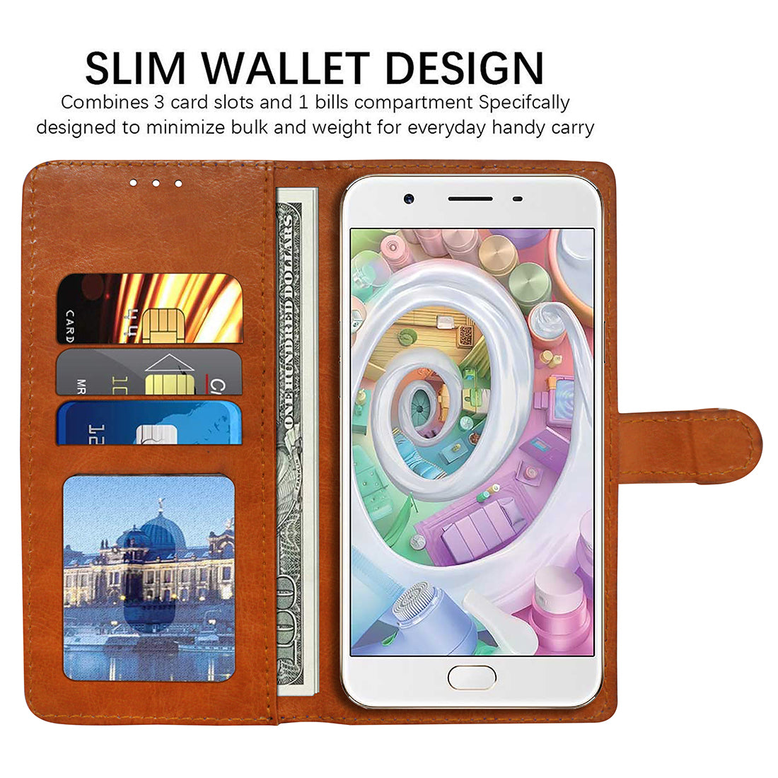 Premium Wallet Flip Cover for Oppo F1s