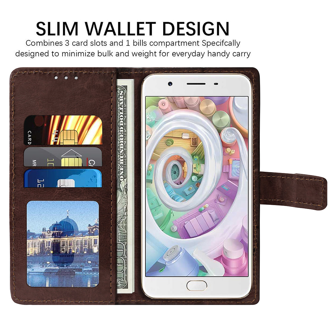 Premium Wallet Flip Cover for Oppo F1s