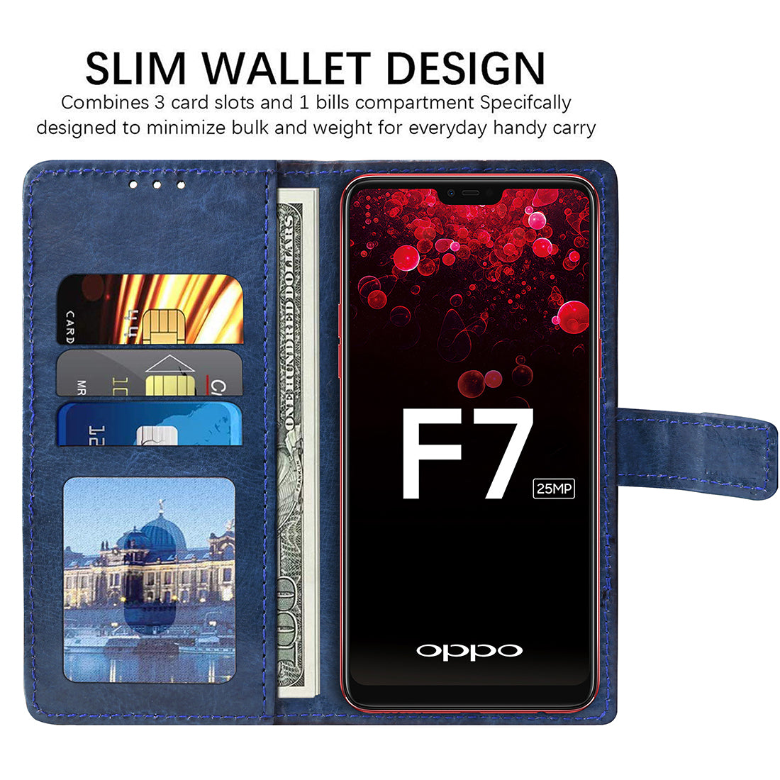 Premium Wallet Flip Cover for Oppo F7