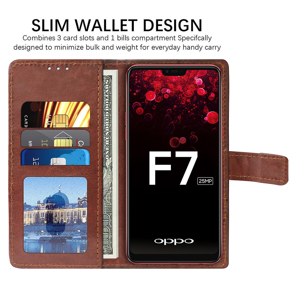 Premium Wallet Flip Cover for Oppo F7