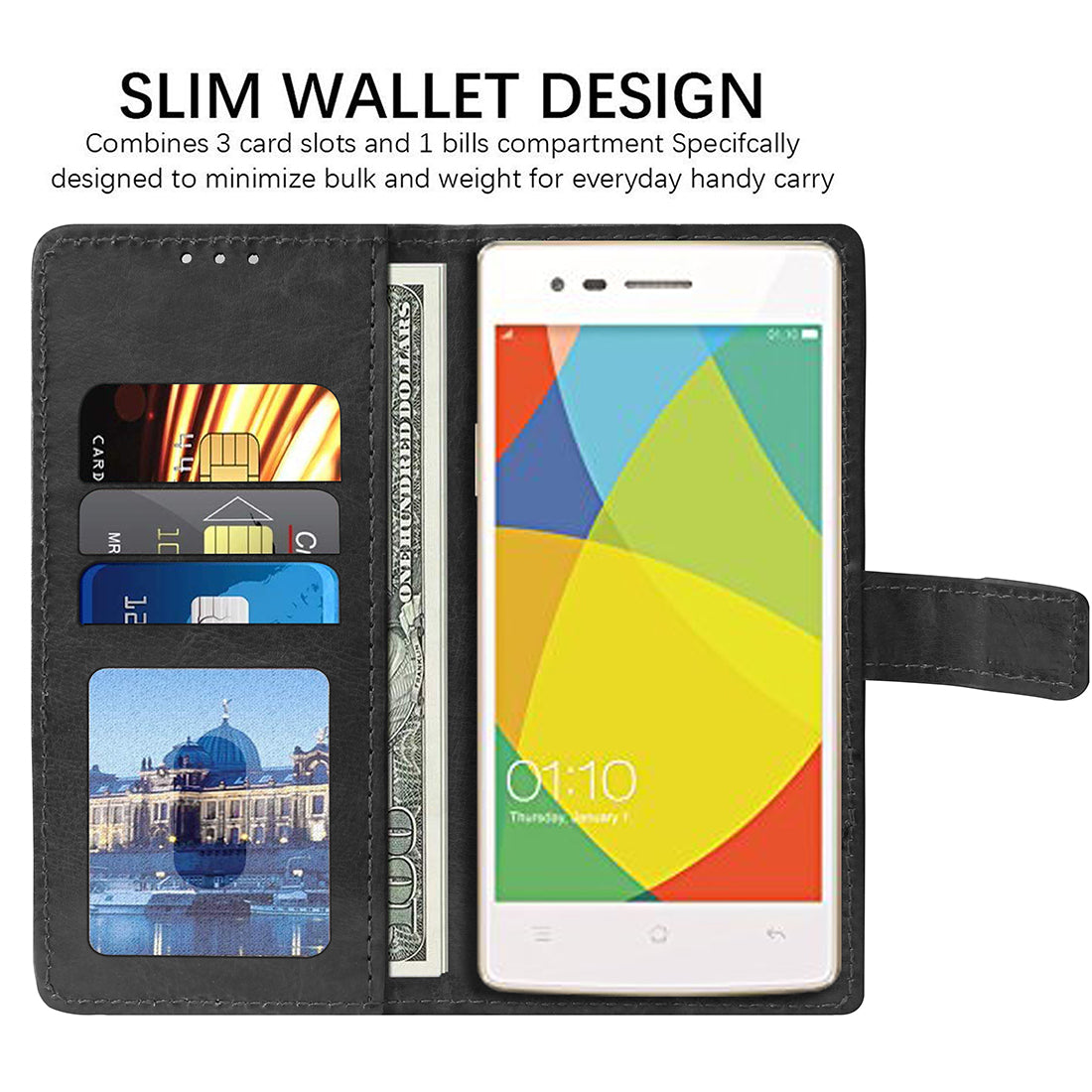 Premium Wallet Flip Cover for Oppo Neo 5