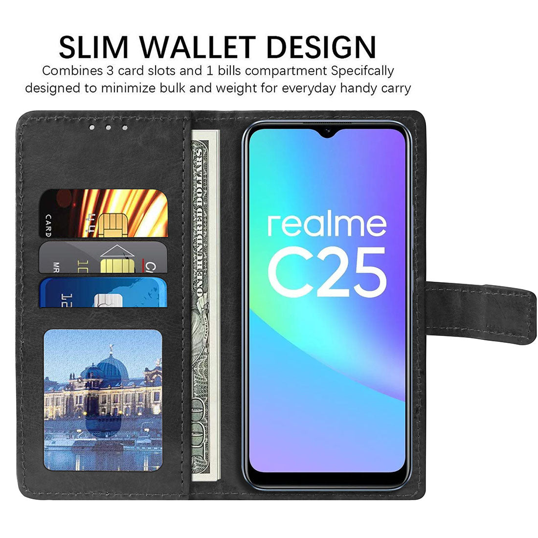 Premium Wallet Flip Cover for Realme C25