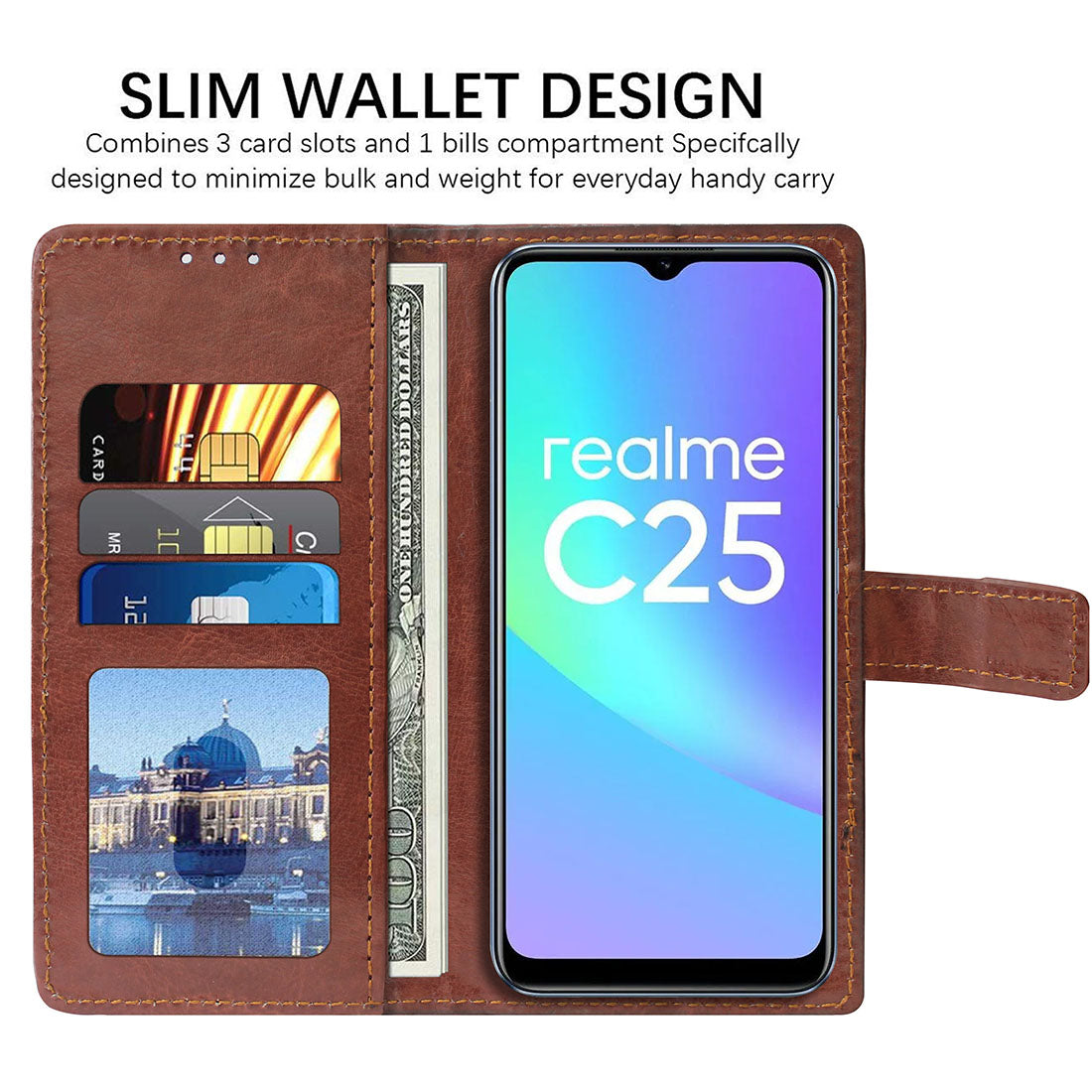 Premium Wallet Flip Cover for Realme C25