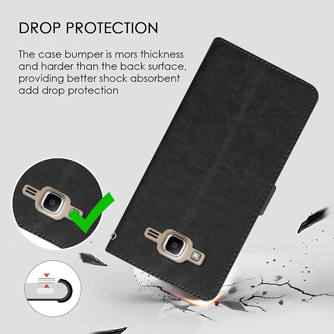 Casotec Premium Leather Kickstand Wallet Flip Case Cover with