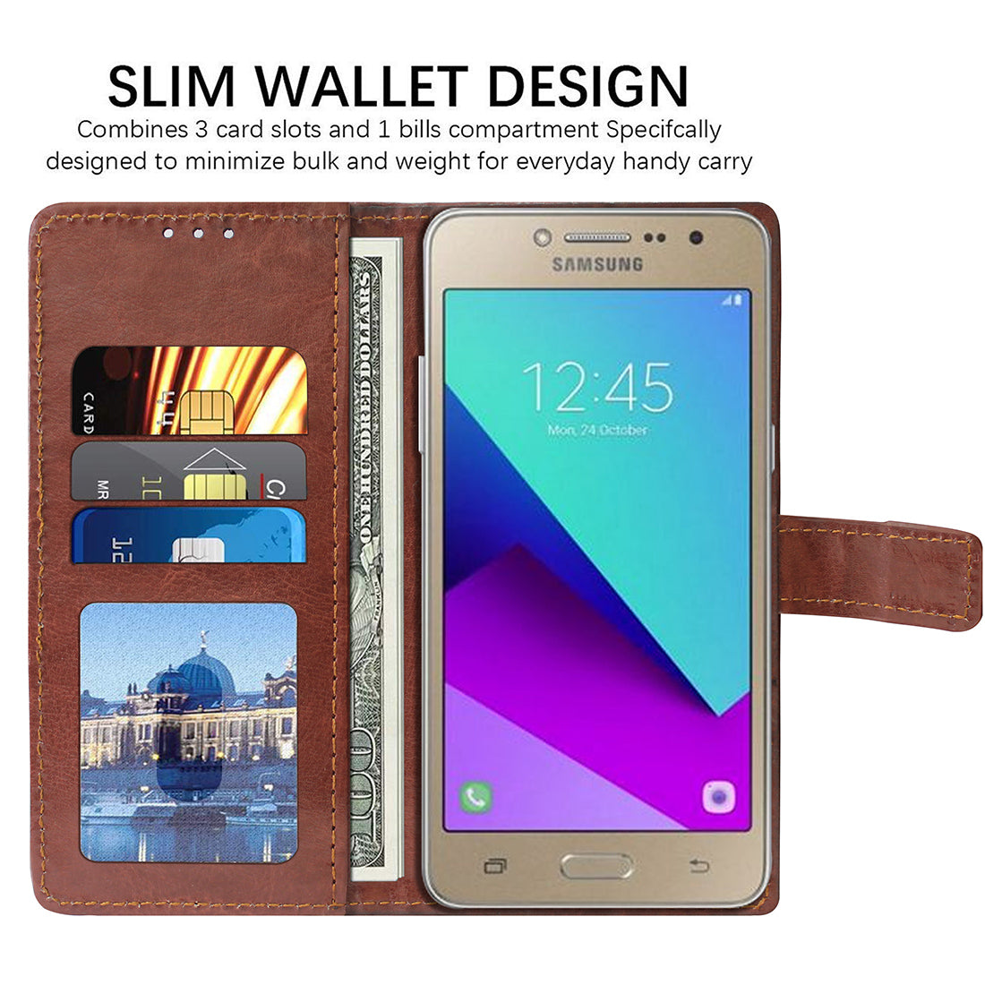 Premium Wallet Flip Cover for Samsung Galaxy J2 Ace
