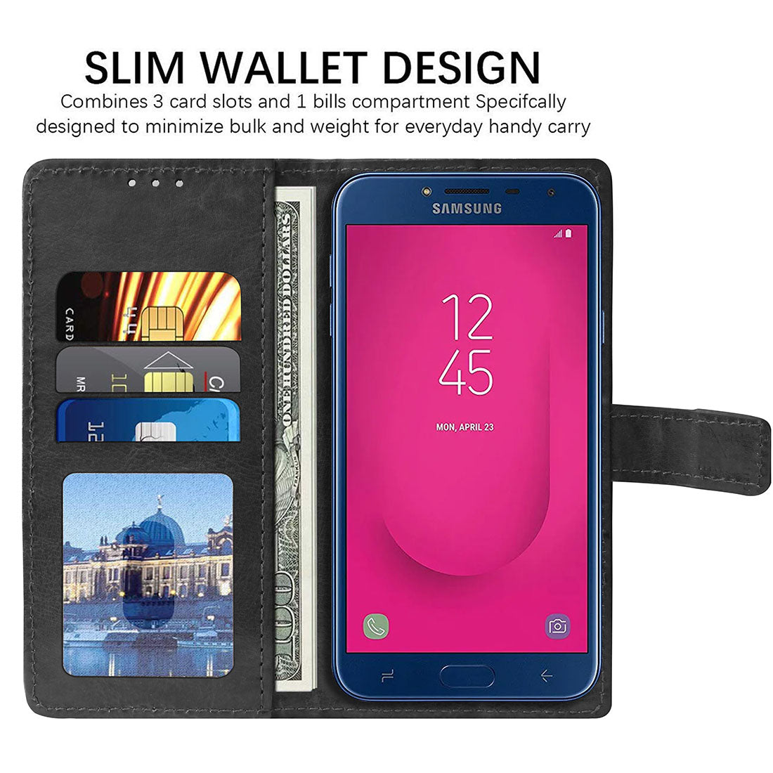 Premium Wallet Flip Cover for Samsung Galaxy J4