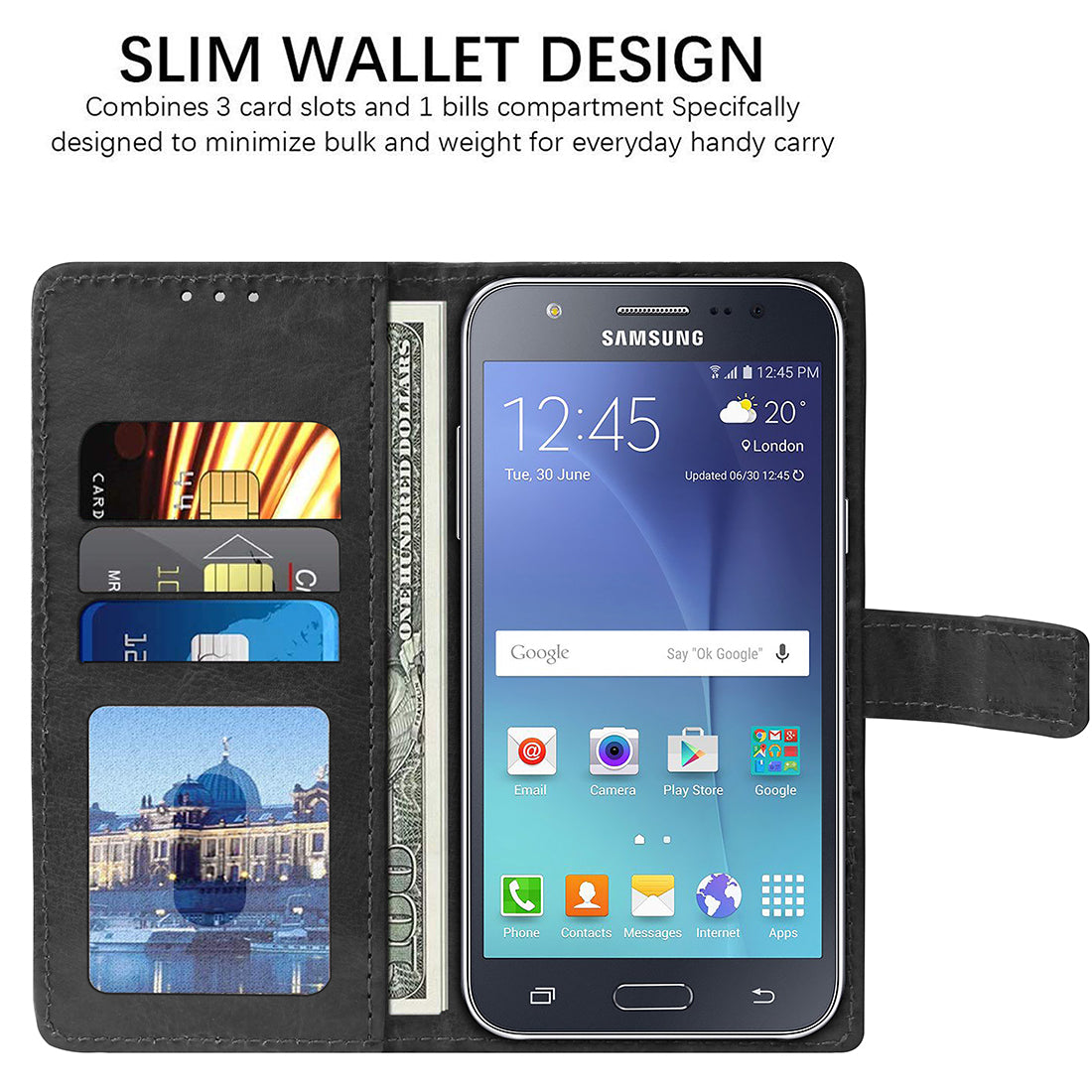 Premium Wallet Flip Cover for Samsung Galaxy J5 4G