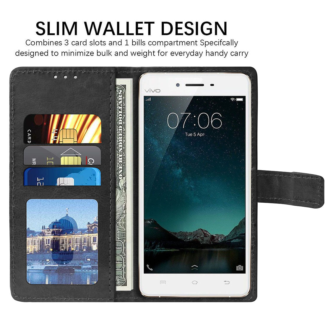 Premium Wallet Flip Cover for Vivo V3 Max