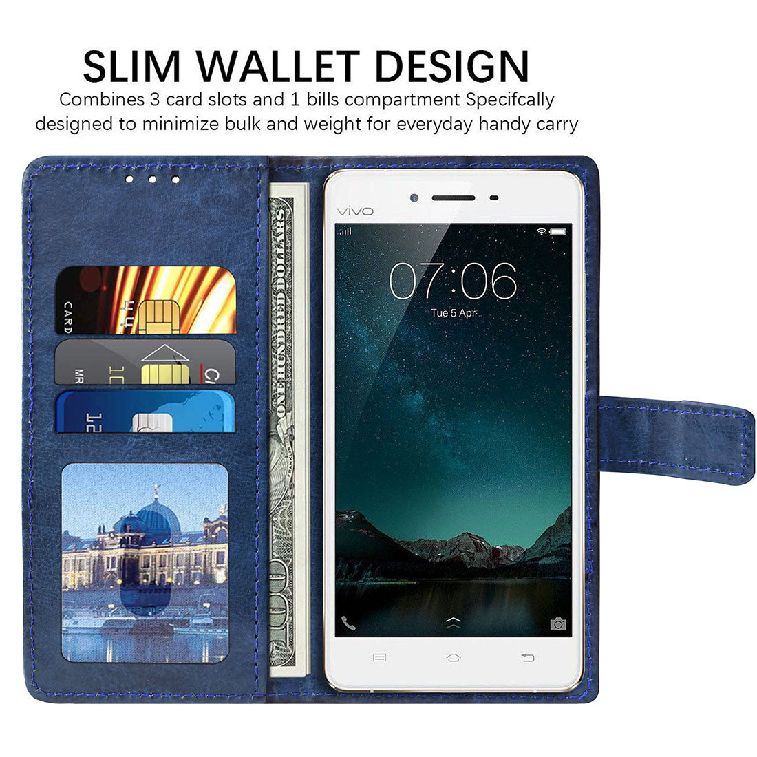 Premium Wallet Flip Cover for Vivo V3 Max