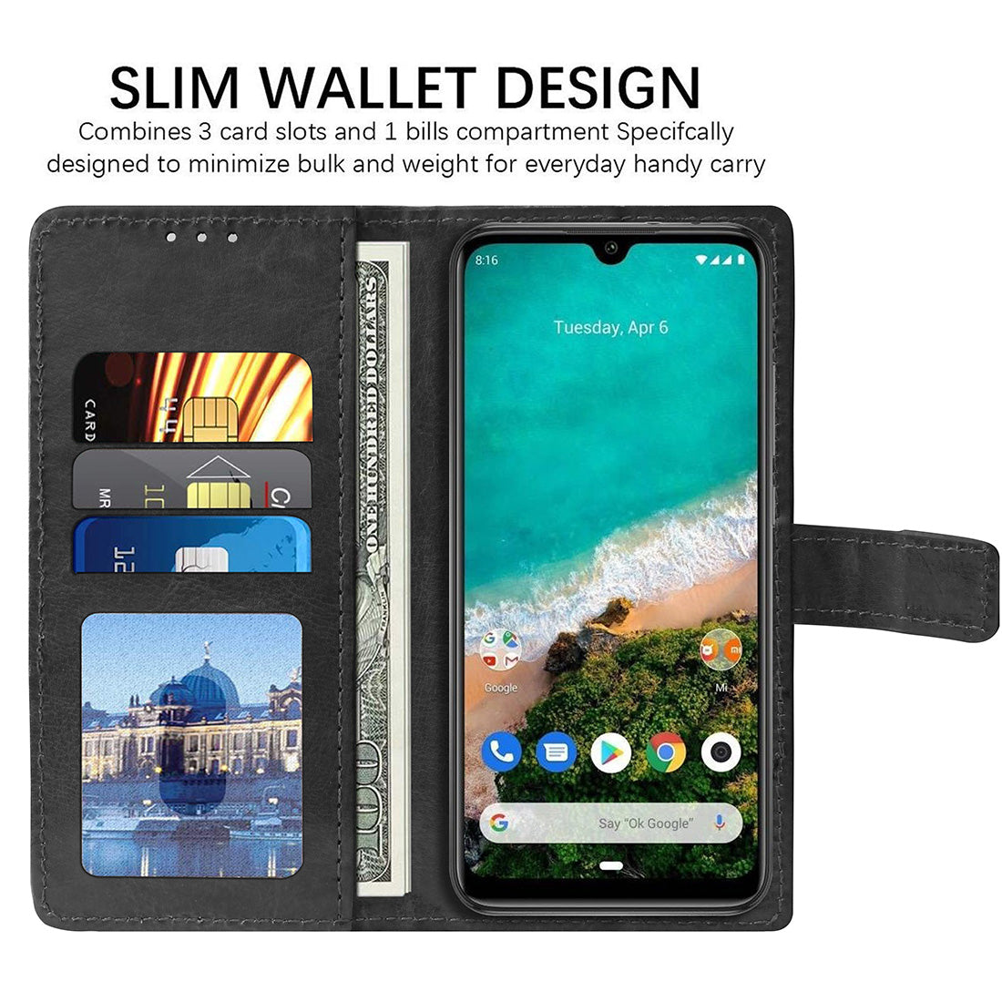 Premium Wallet Flip Cover for Xiaomi Mi A3