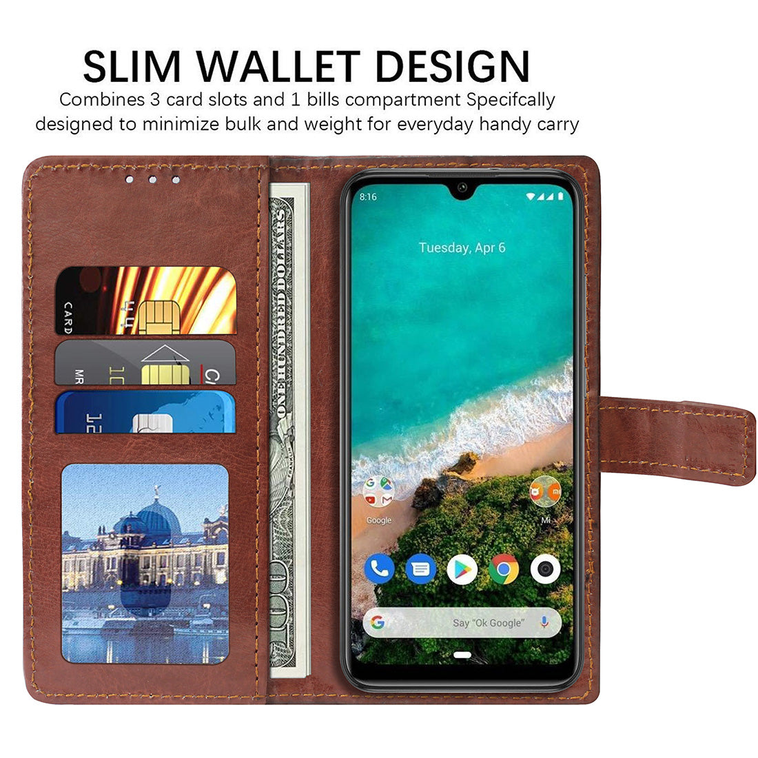 Premium Wallet Flip Cover for Xiaomi Mi A3