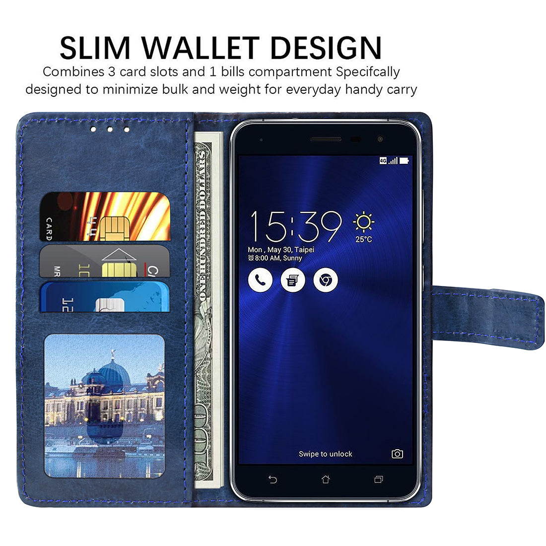 Premium Wallet Flip Cover for Asus Zenfone 3 ZE520KL