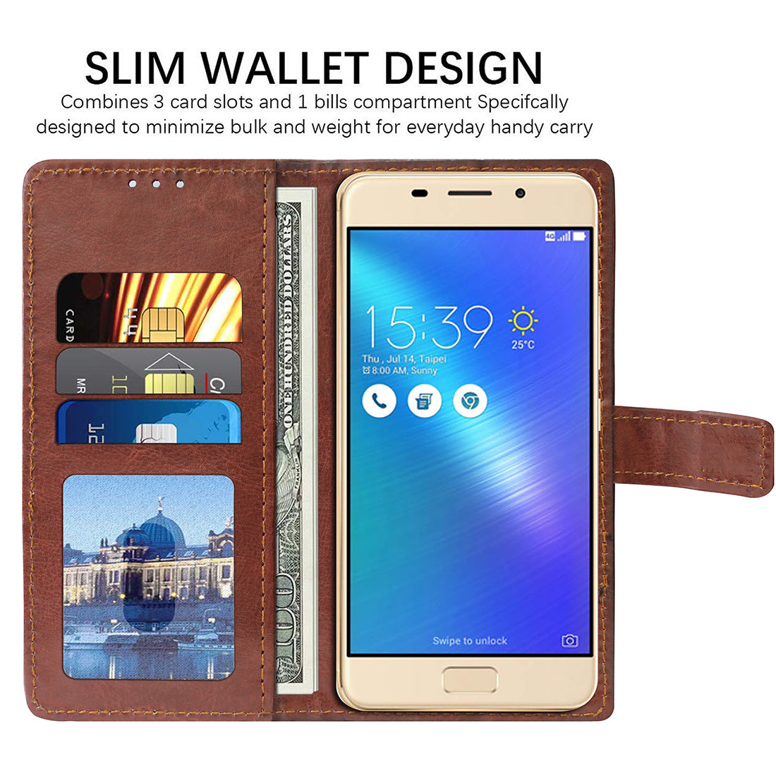 Premium Wallet Flip Cover for Asus Zenfone 3s Max ZC521TL