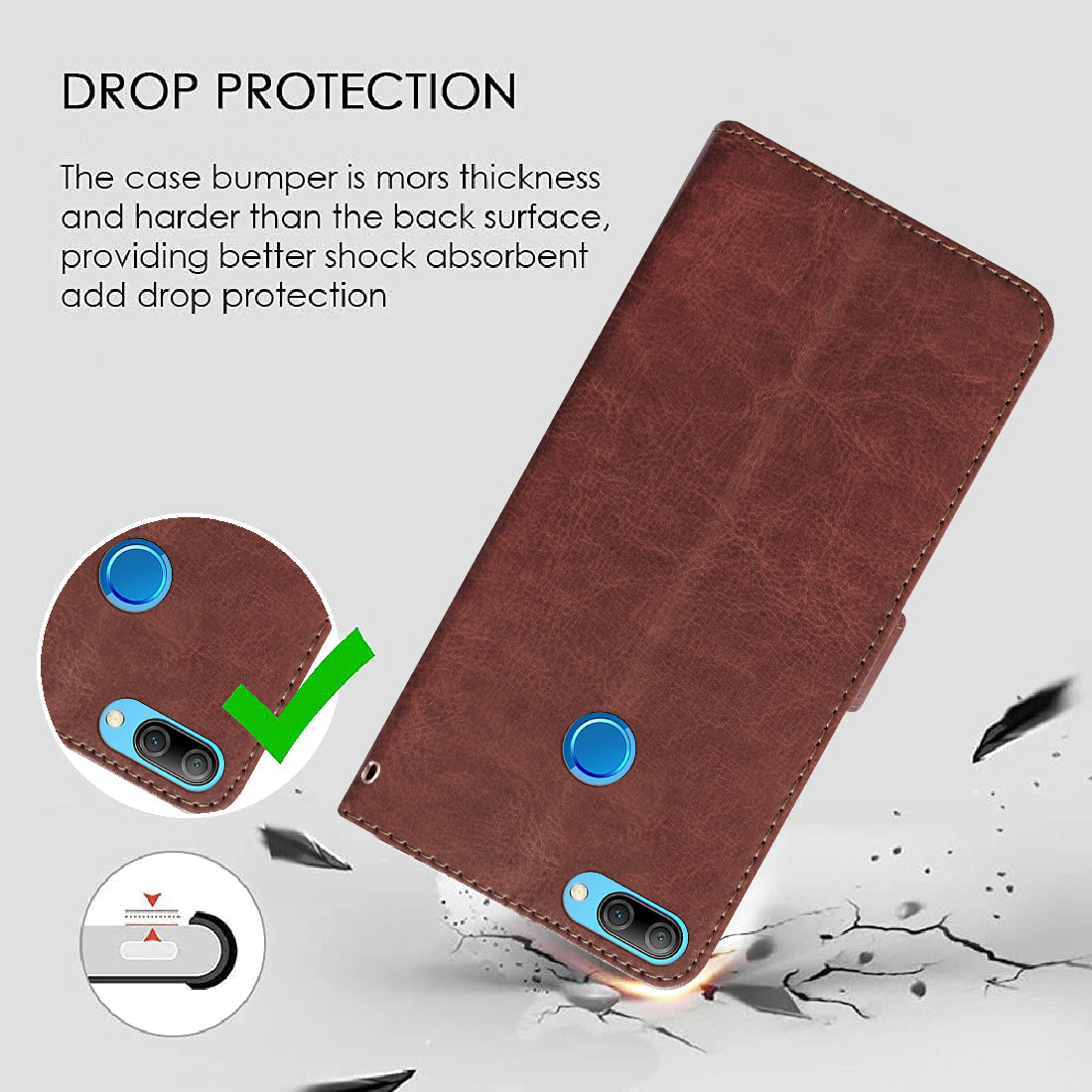 Premium Wallet Flip Cover for Huawei Honor 9N