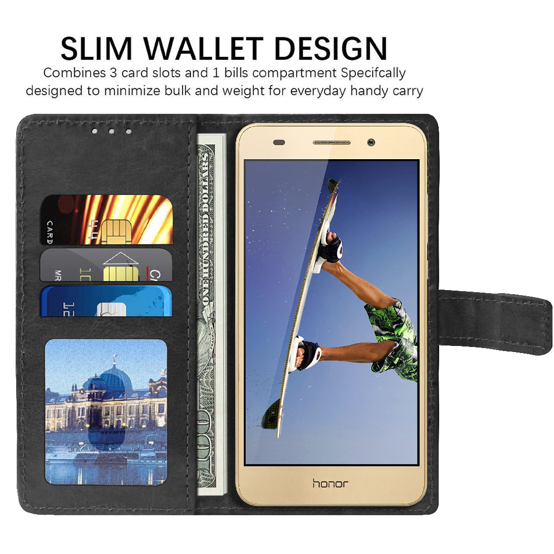 Premium Wallet Flip Cover for Huawei Honor Holly 3