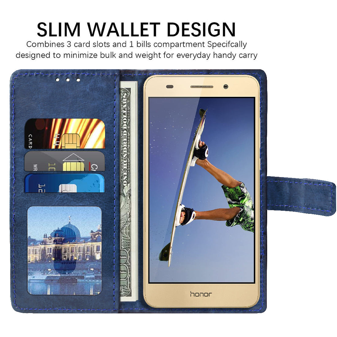 Premium Wallet Flip Cover for Huawei Honor Holly 3