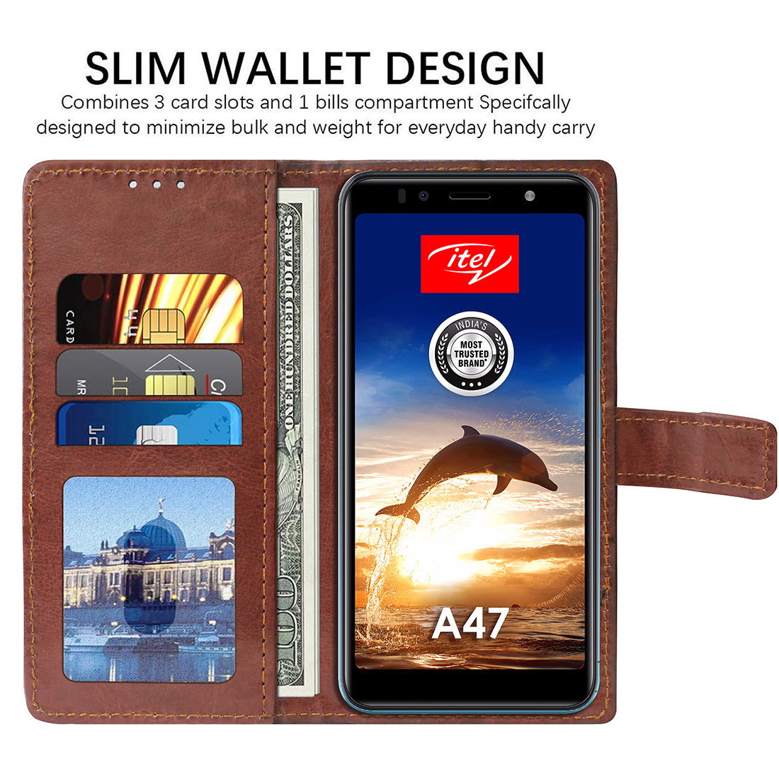 Premium Wallet Flip Cover for Itel A47