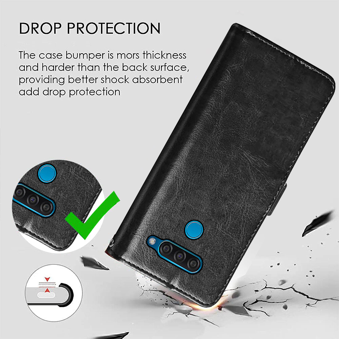 Premium Wallet Flip Cover for LG Q60
