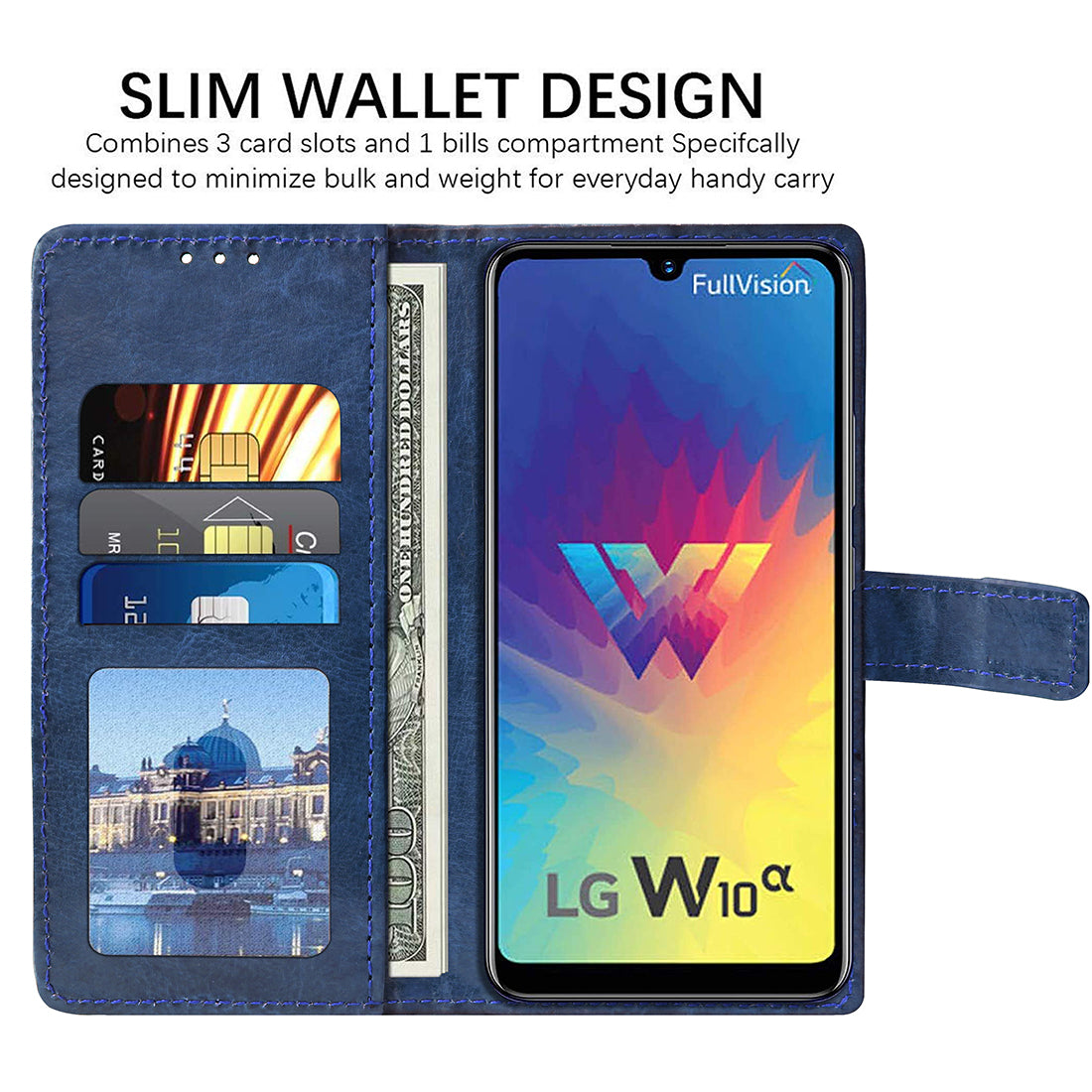 Premium Wallet Flip Cover for LG W10