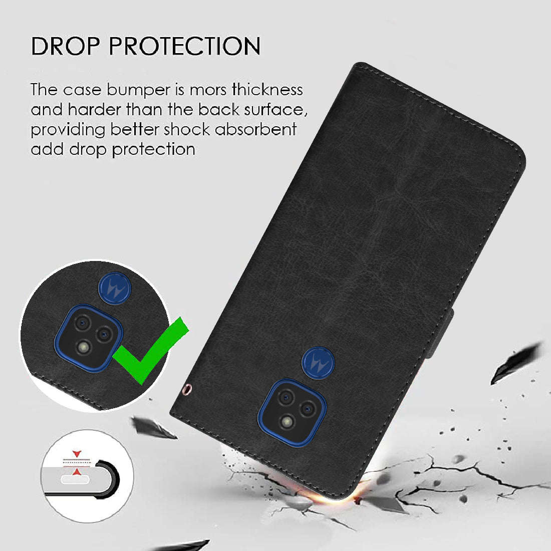 Premium Wallet Flip Cover for Motorola Moto E7 Plus