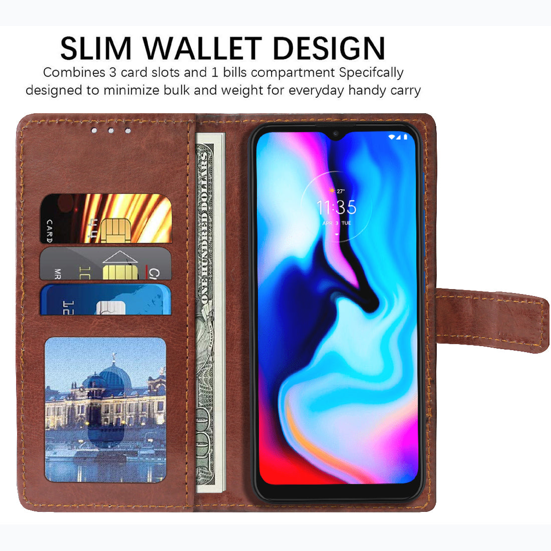 Premium Wallet Flip Cover for Motorola Moto E7 Plus