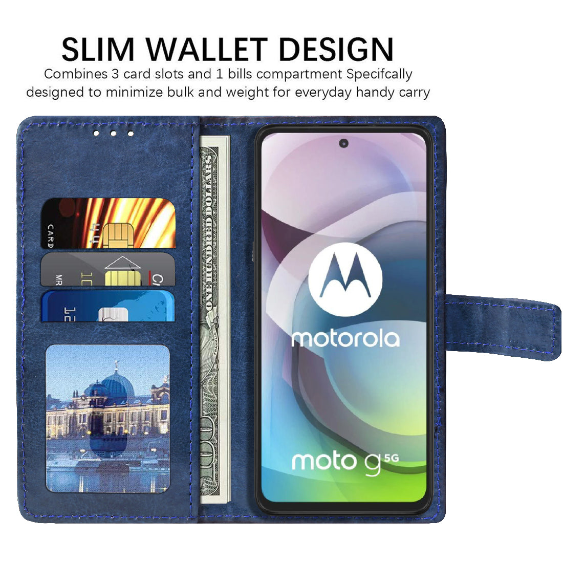Premium Wallet Flip Cover for Motorola Moto G 5G