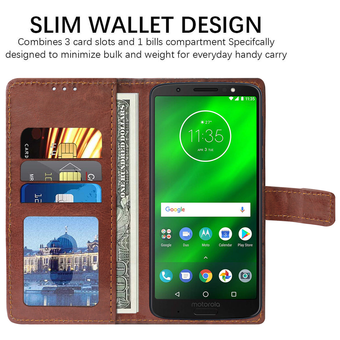 Premium Wallet Flip Cover for Motorola Moto G6 Plus