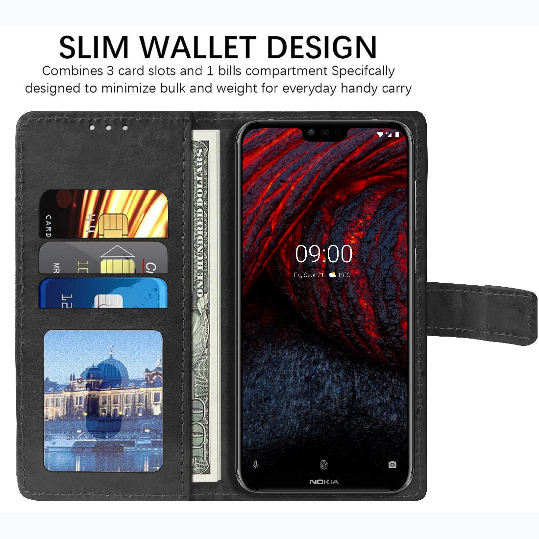 Premium Wallet Flip Cover for Nokia 6.1 Plus