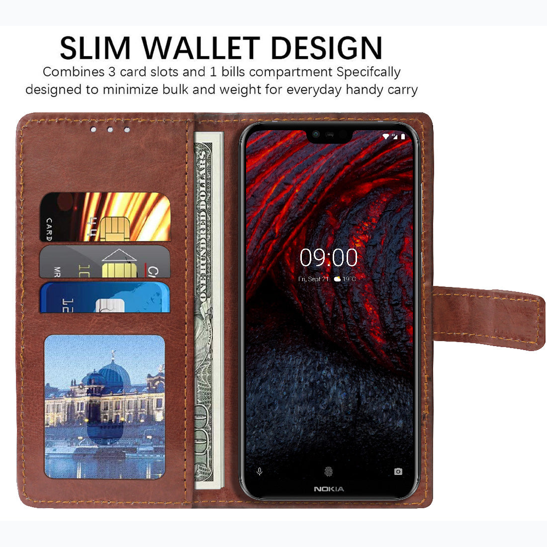 Premium Wallet Flip Cover for Nokia 6.1 Plus
