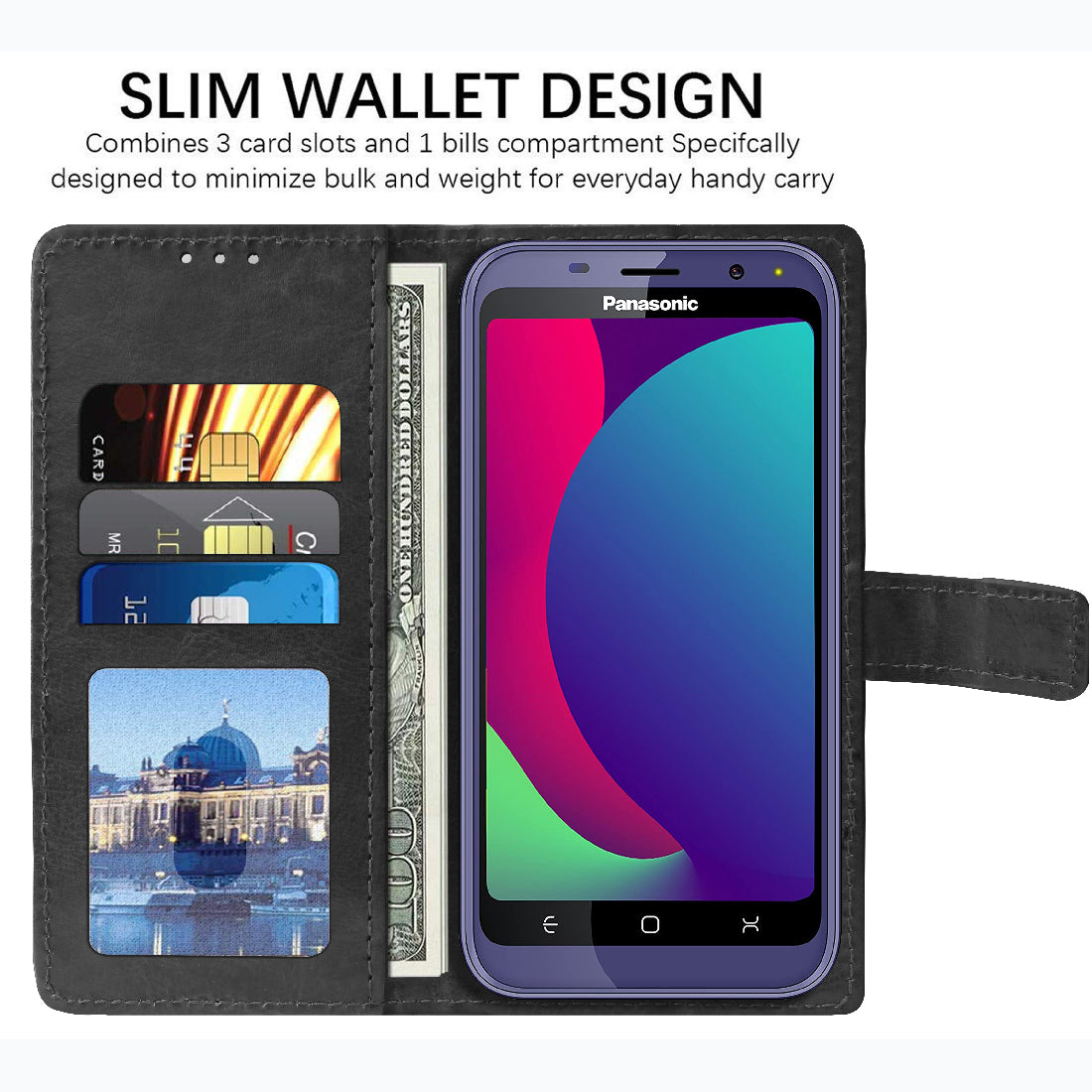 Premium Wallet Flip Cover for Panasonic P100