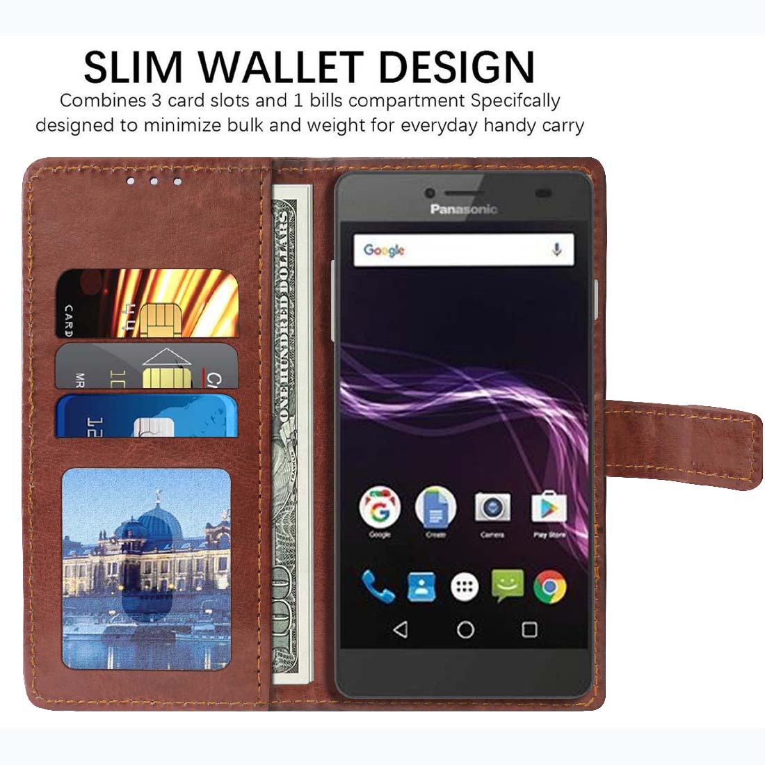 Premium Wallet Flip Cover for Panasonic P71