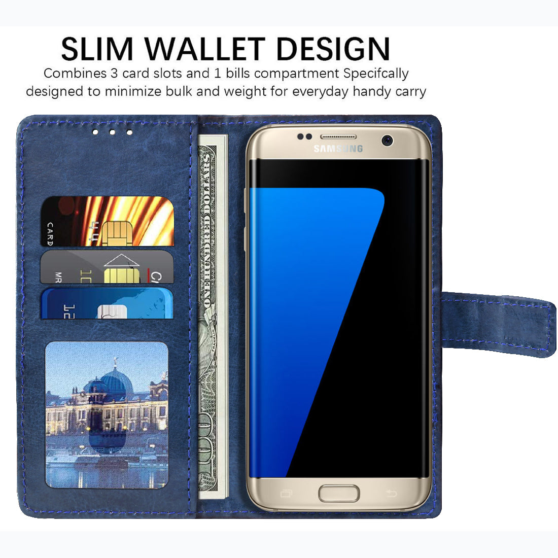 Premium Wallet Flip Cover for Samsung Galaxy S7 edge