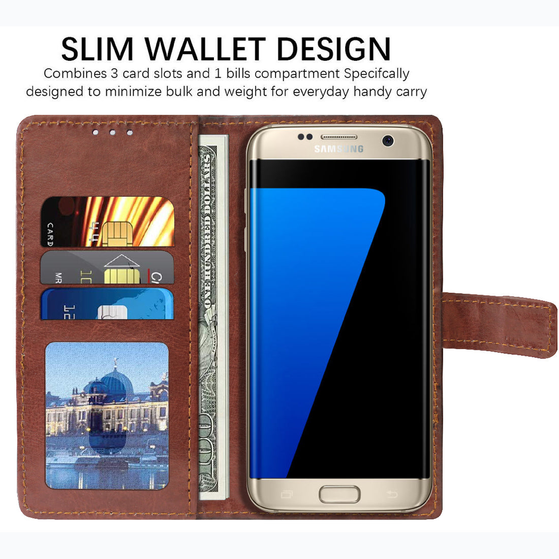 Premium Wallet Flip Cover for Samsung Galaxy S7 edge