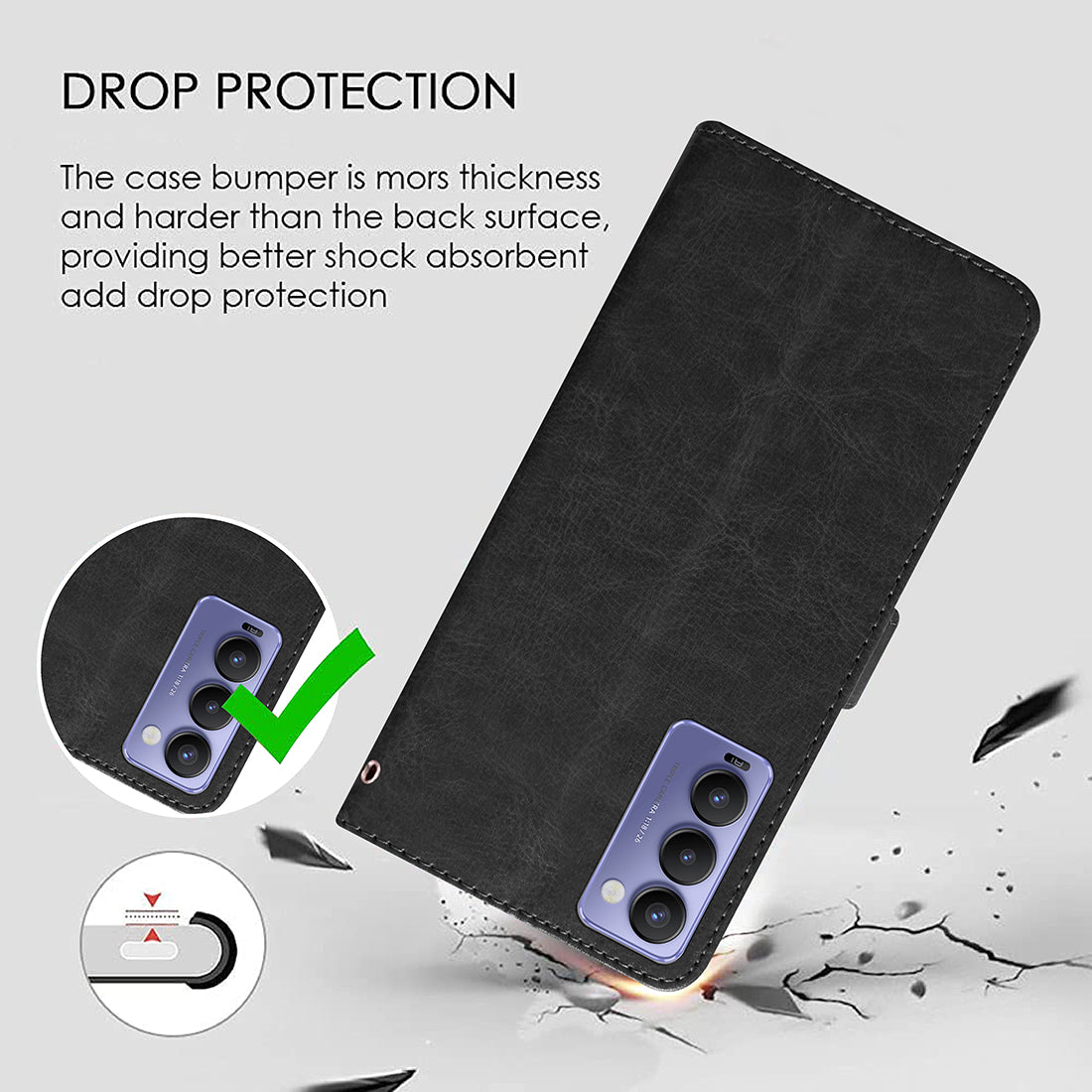 Premium Wallet Flip Cover for Tecno Camon 18