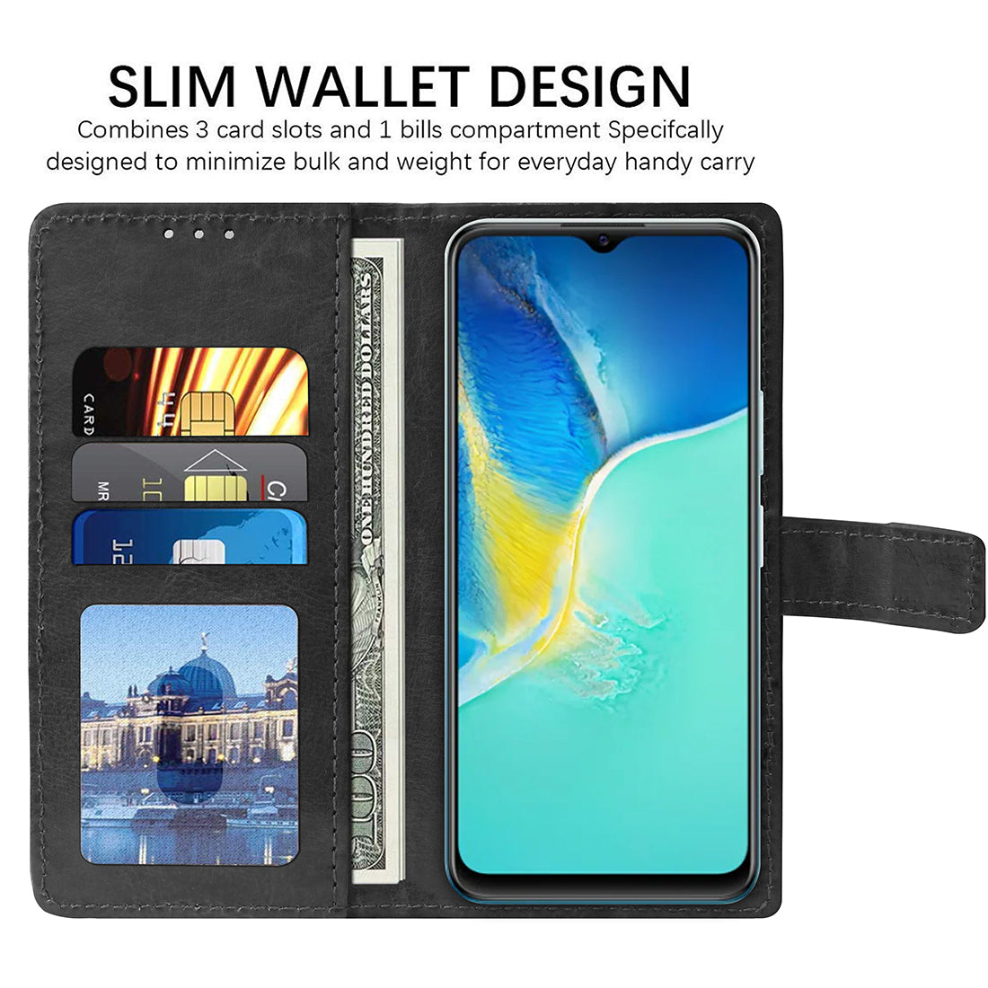 Premium Wallet Flip Cover for Vivo Y15s (2021)