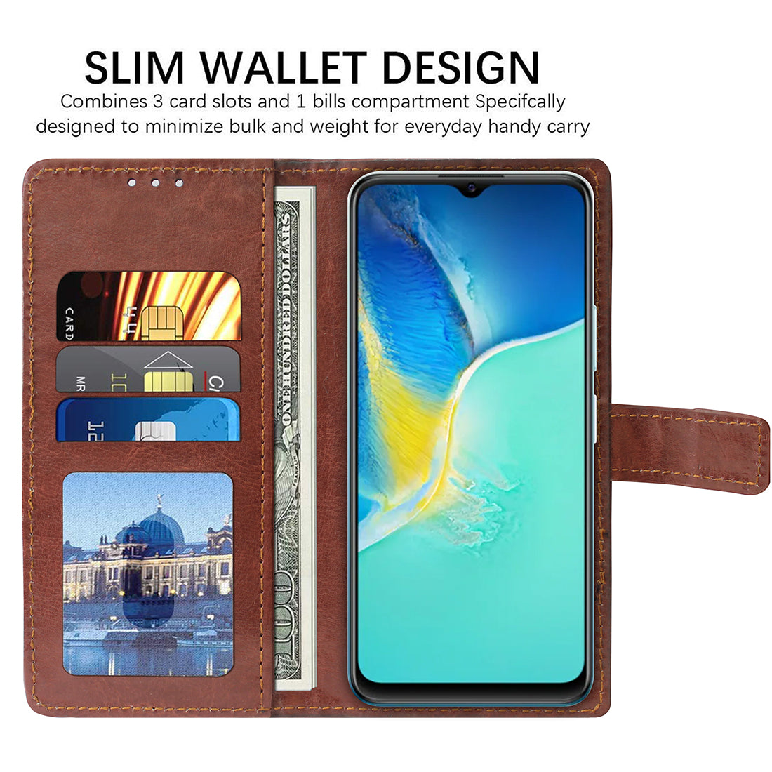 Premium Wallet Flip Cover for Vivo Y15s (2021)