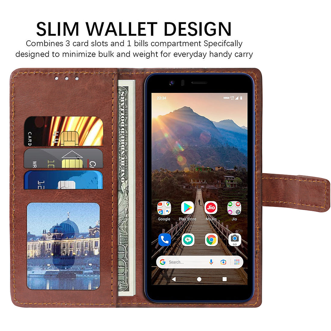 Premium Wallet Flip Cover for Jio Phone Next