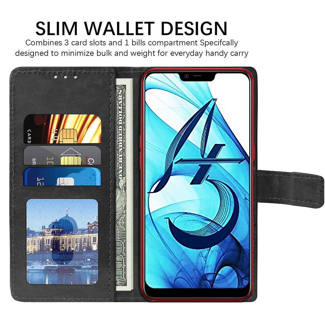 Premium Wallet Flip Cover for Oppo A5 4G