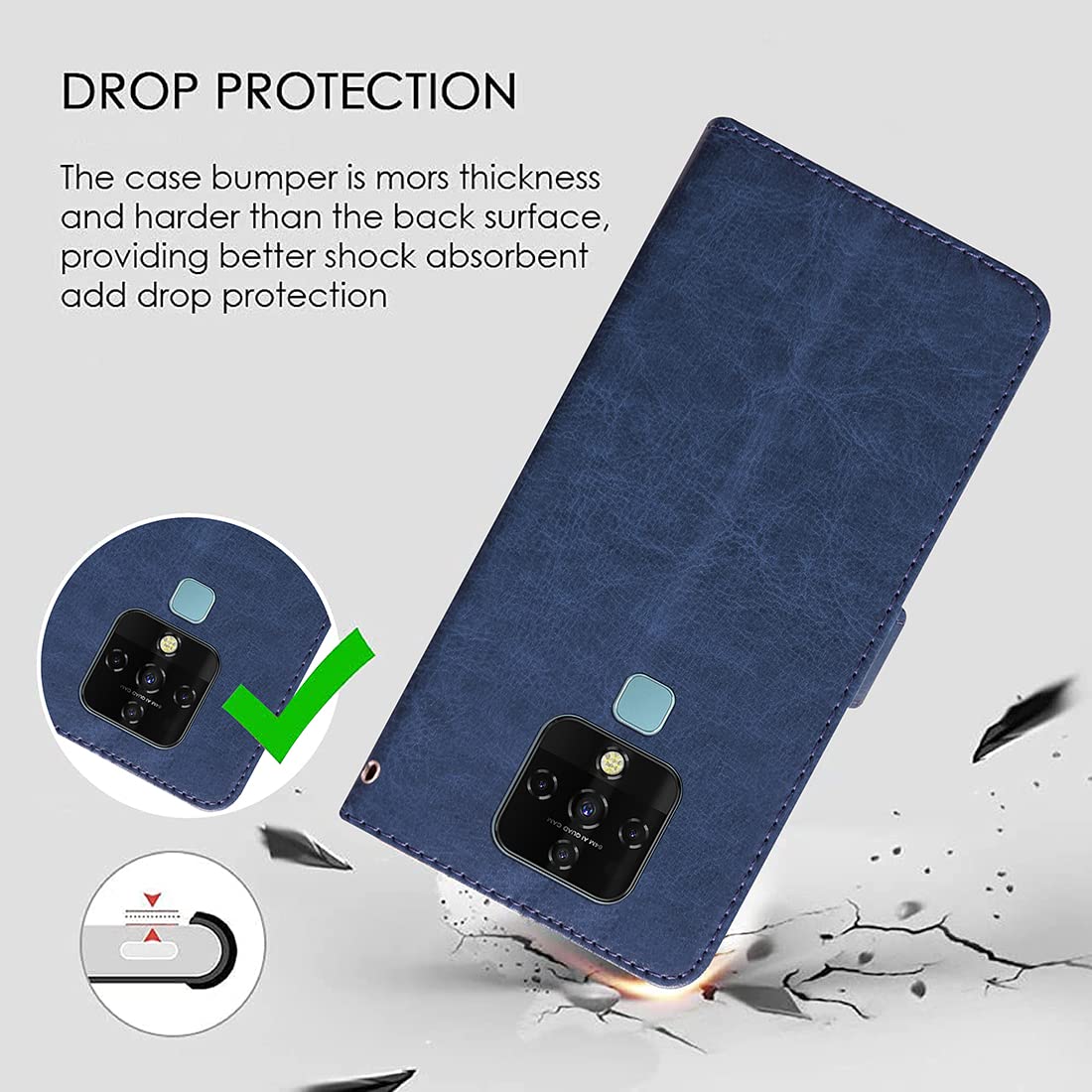 Premium Wallet Flip Cover for Tecno Camon 16 4G