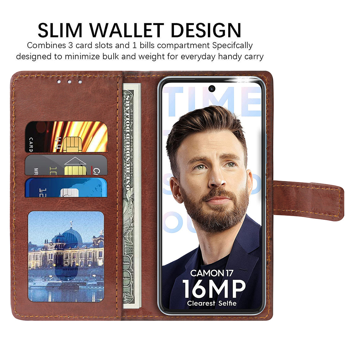Premium Wallet Flip Cover for Tecno Camon 17 Pro
