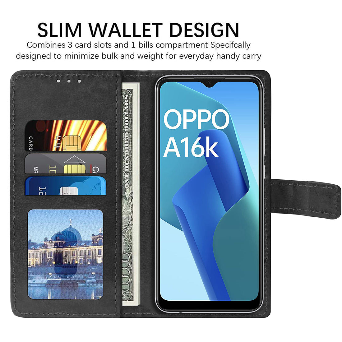 Premium Wallet Flip Cover for Oppo A16K