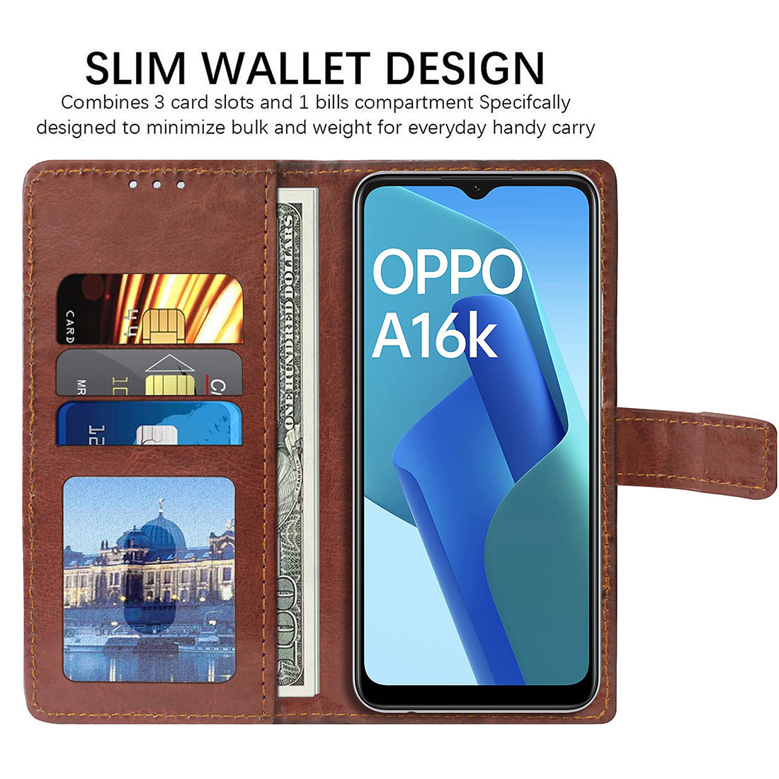 Premium Wallet Flip Cover for Oppo A16K