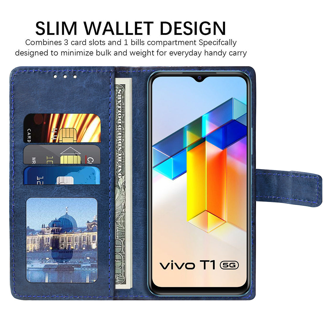 Premium Wallet Flip Cover for Vivo T1 5G