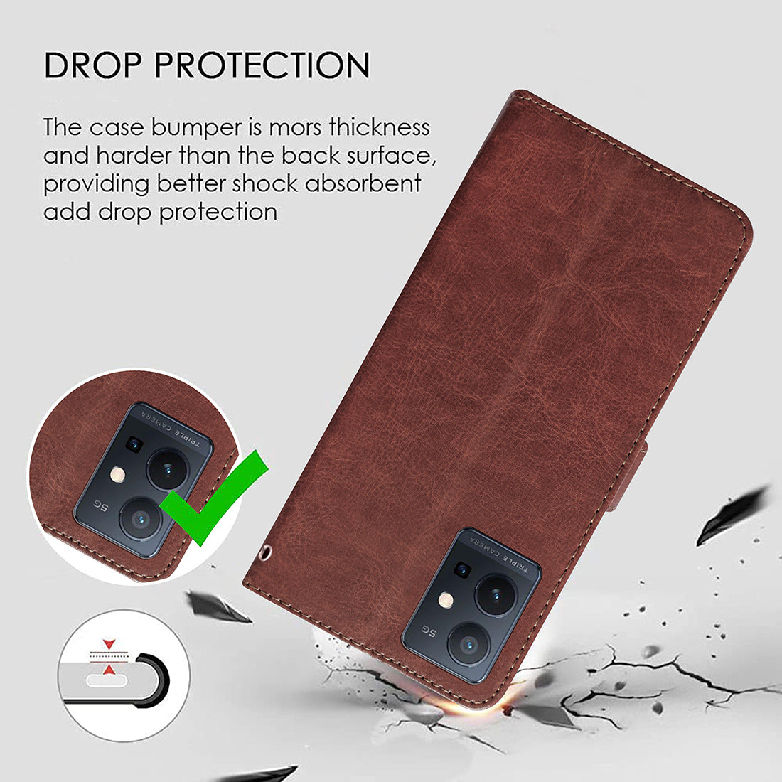 Premium Wallet Flip Cover for Vivo T1 5G