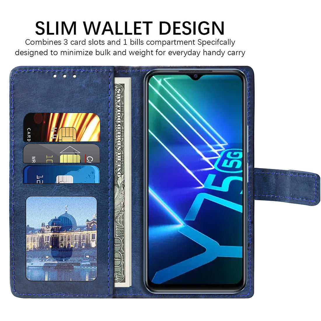 Premium Wallet Flip Cover for Vivo Y75 5G