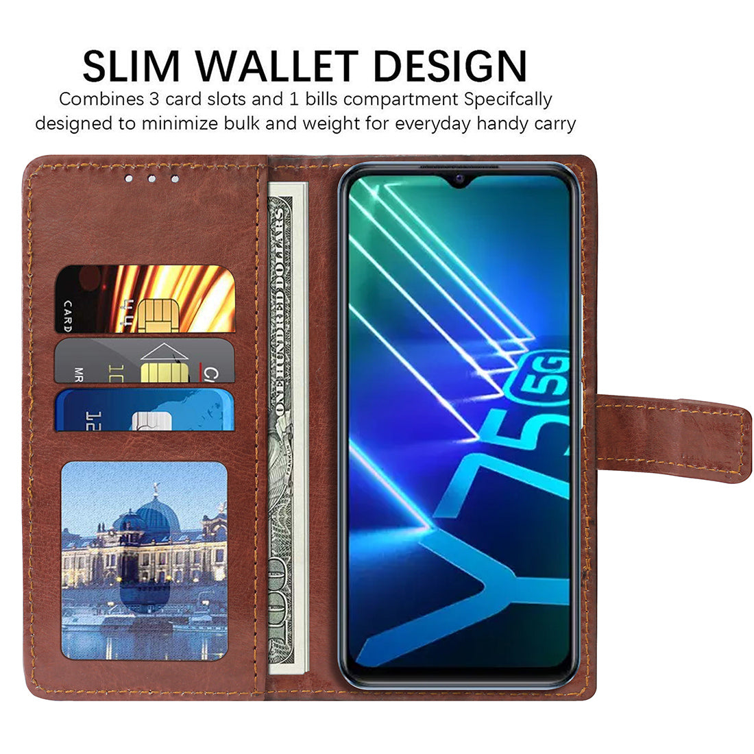 Premium Wallet Flip Cover for Vivo Y75 5G