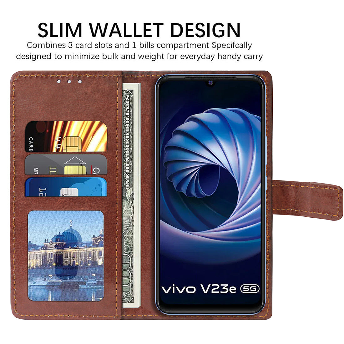 Premium Wallet Flip Cover for Vivo V23e 4G / Vivo V23e 5G