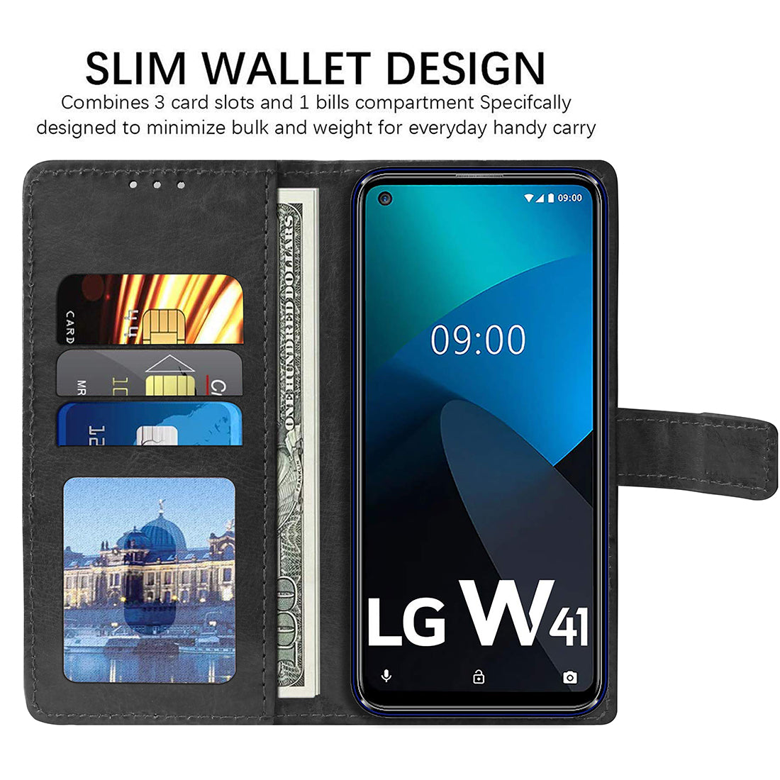 Premium Wallet Flip Cover for LG W41 4G