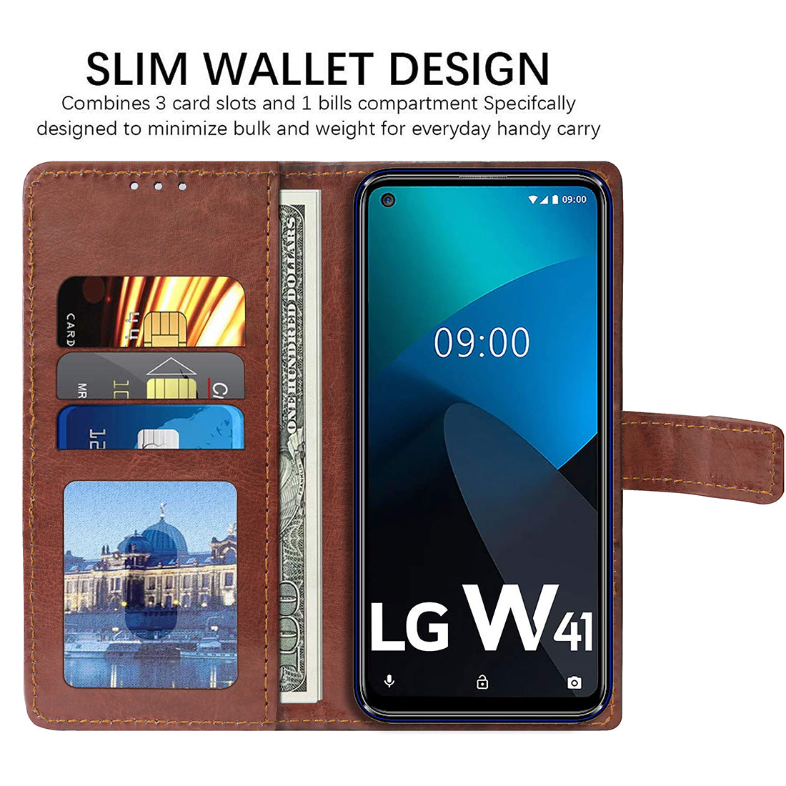 Premium Wallet Flip Cover for LG W41 4G